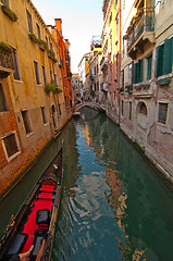 Image showing Venice Italy Gondolas on canal 