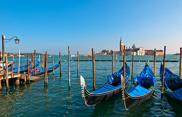 Image showing Venice Italy pittoresque view of gondolas 