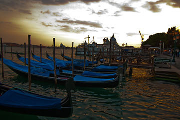 Image showing Venice Italy Gondolas on canal 