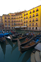 Image showing Venice Italy Gondolas on canal 