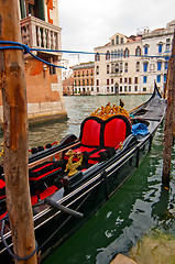 Image showing Venice Italy Gondolas on canal 