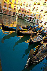 Image showing Venice Italy Gondolas on canal 