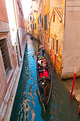 Image showing Venice Italy Gondolas on canal 