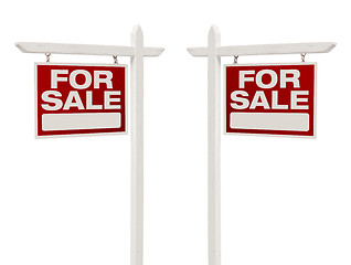 Image showing Pair of For Sale Real Estate Signs With Clipping Path