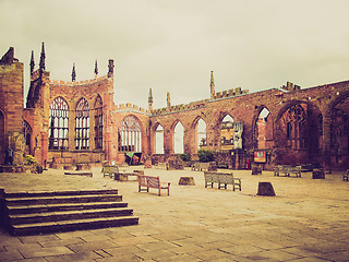 Image showing Retro look Coventry Cathedral ruins