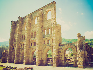 Image showing Retro look Roman Theatre Aosta