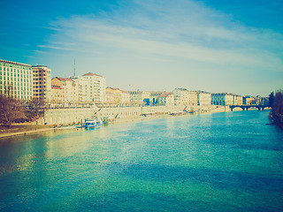 Image showing Retro look River Po, Turin, Italy