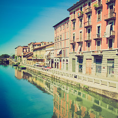 Image showing Retro look Naviglio Grande, Milan