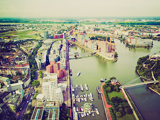 Image showing Retro look Duesseldorf mediahafen harbour