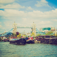 Image showing Vintage look River Thames and Tower Bridge, London