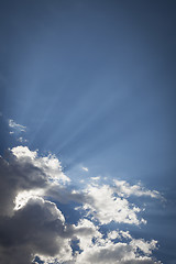 Image showing Silver Lined Storm Clouds with Light Rays and Copy Space