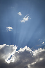 Image showing Silver Lined Storm Clouds with Light Rays and Copy Space