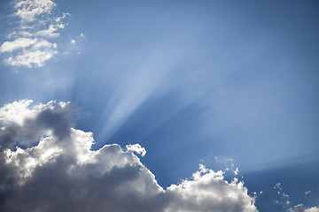 Image showing Silver Lined Storm Clouds with Light Rays and Copy Space