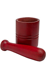 Image showing Wooden mortar and pestle