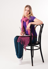 Image showing Pretty blonde girl on chair