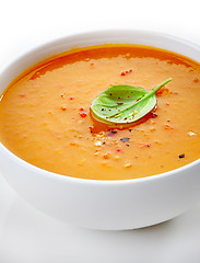 Image showing close up of a squash soup bowl