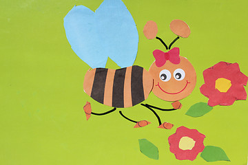 Image showing toy bee made by children's hands from paper