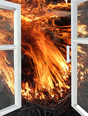 Image showing window opened to the fire