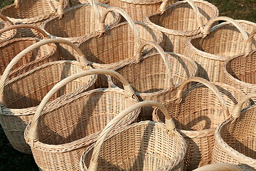 Image showing Line of baskets in the market