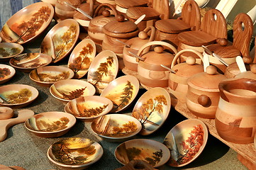 Image showing Souvenirs from wooden