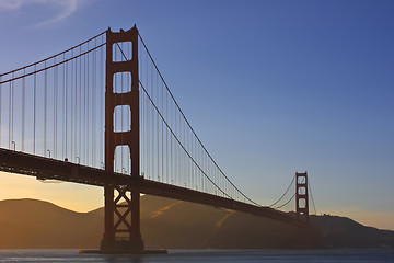 Image showing Golden Gate Bridge during sunset