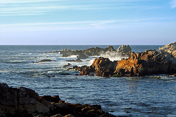 Image showing Pacific coast at sunset