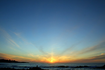 Image showing Pacific coast at sunset