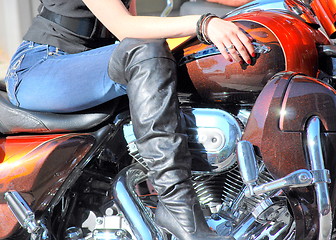 Image showing Sexy female biker.