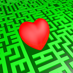 Image showing Heart in green labyrinth