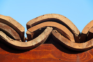 Image showing edge piece of tiled roof 