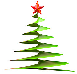 Image showing christmas tree with red star