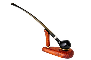 Image showing Smoking pipe on stand, isolated