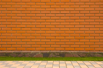 Image showing Brick wall with a stone border