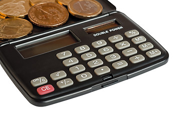 Image showing Calculator and coins