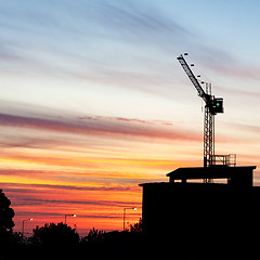 Image showing Crane Sillhouette at Sunset