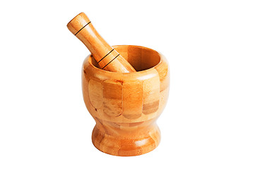 Image showing Wooden mortar for pounding spices