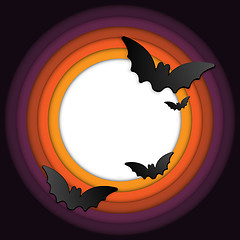 Image showing Halloween Bat Circle Frame Pumpkin Background