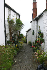 Image showing old cottages with cobble path