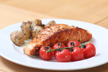 Image showing Grilled fish steak on the plate