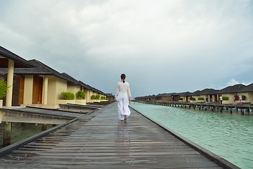 Image showing young woman relax on cloudy summer day