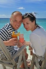 Image showing happy young couple relax and take fresh drink