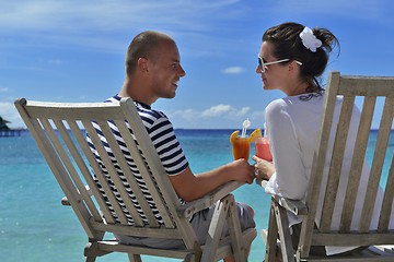 Image showing happy young couple relax and take fresh drink