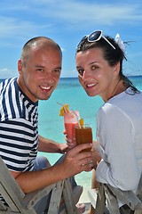 Image showing happy young couple relax and take fresh drink