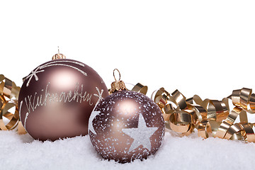 Image showing elegant bronze golden christmas decoration isolated