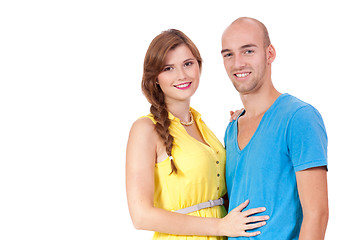 Image showing young smiling couple in love portrait isolated