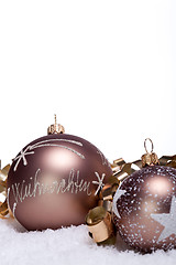 Image showing elegant bronze golden christmas decoration isolated