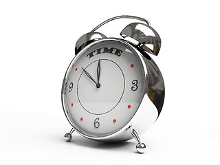 Image showing Metallic alarm clock isolated on white background 3D