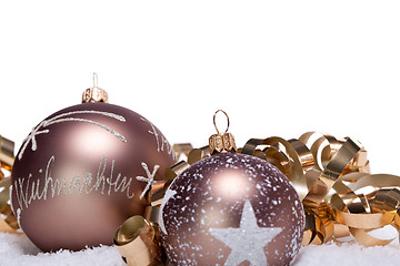 Image showing elegant bronze golden christmas decoration isolated