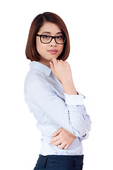 Image showing young successful attractive asian businesswoman isolated