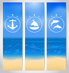 Image showing Set labels with beach, summer cards